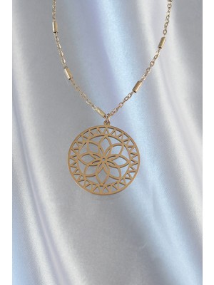 S'82 316L Çelik Zincir Gold Renk Lotus Model Kolye