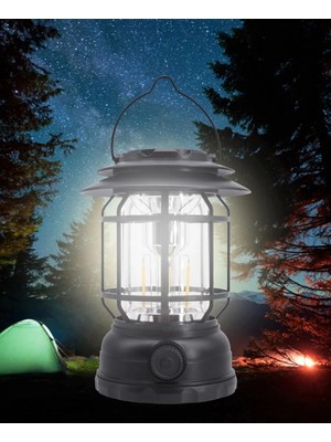 Bilfold USB Şarjlı LED Kamp Lambası - Bluetooth Müzik Çalar, El Feneri ve Cep Telefonu Şarj Cihazı