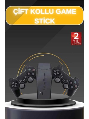 Bilfold Game Stick El Atarisi 2.4g Kablosuz Çift Kol Oyunlar 4K Game Stick 3500 Oyunlu Atari Uyumlu