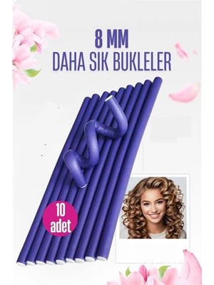 Bilfold Bx Sosis Latex Bigudi - Isısız Saç Bigudisi - 10 Adet 8 mm