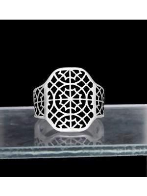 Yıldırım 925 Ayar Gümüş Geometrik Desenli Erkek Yüzük - Şık Tasarım