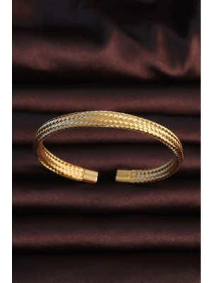 Eco Lounge 316L Çelik Altın Renk Hasır Görünüm Erkek Bileklik