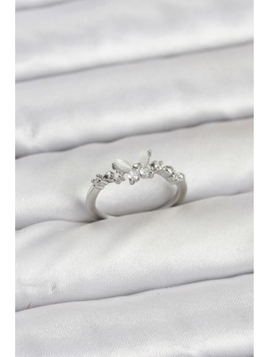 Ayder Timya Kelebek Model Gümüş Renk Pirinç Kadın Yüzük - TJ-BYK3920 TG/Tmya1395 226628