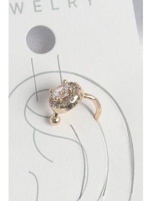 Eco Lounge Pirinç Gold Renk Zirkon Taşlı Kadın Kıkırdak Küpe