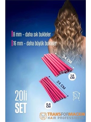 Bilfold Bx Sosis Latex Bigudi - Isısız Saç Bigudisi 8 ve 18 mm 20 Adet