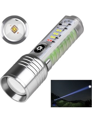 Bilfold Profesyonel Tg LED Güçlü 8 Modlu Type-C 1000 Lümen Polis Çakarlı Şarjlı El Feneri