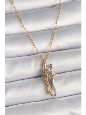 Ayder Timya 316L Çelik Gold Renk Zincir Renkli Sarılma Model Kadın Kolye - TJ-BKO9765 TG/Tmya1395 226662