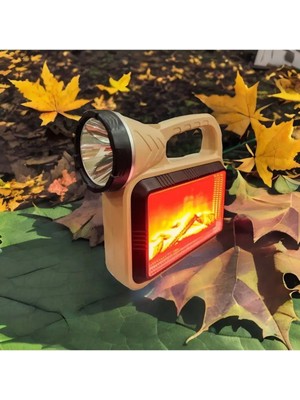 Bilfold Güneş Enerjili Şömineli Çok Fonksiyonlu Çift Işık Kaynağı USB Şarjlı Solar El Feneri