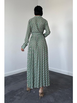 Livizmir Moda Yeşil Dijital Baskılı Etek