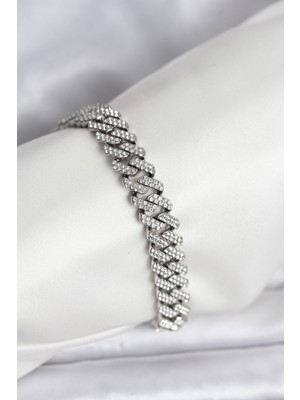 Ayder Timya Gümüş Renk Pirinç Cuba Chain Gurmet Bileklik - TJ-BB8161 TG/Tmya1395 226748