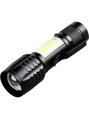 Bilfold Wison WS-5454 Taktik El Feneri USB Şarj Edilebilir Kamp Feneri Cob Zumlanabilir Mini Taşınabilir El Feneri