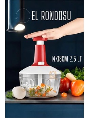 Bilfold Bx Pratik El Rondosu Üstten Basmalı 5 Bıçaklı 2.5 Litre 14X18CM