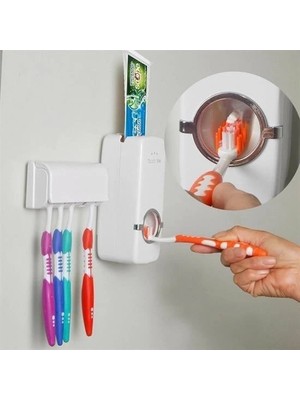 Bilfold Otomatik Diş Macunu Sıkacağı ve 5 Adet Diş Fırası Tutacağı Diş Fırçalığı