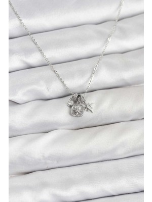 Ayder Timya Pirinç Gümüş Renk Minimal Charmlı Kadın Kolye - TJ-BKO10804 TG/TMYA1395 226732