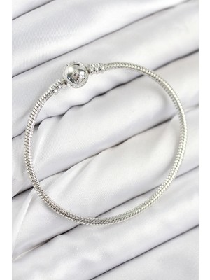 Bilfold Pirinç Charm Topcuk Model Gümüş Renk Kadın Bileklik