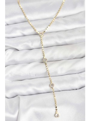 Ayder Timya 316L Çelik Gold Renk Ezme Zincir Model Y Kadın Kolye - TJ-BKO10790 TG/Tmya1395 226718