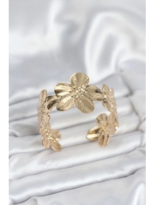 Bilfold Çiçek Model Pirinç Levha Kadın Bileklik