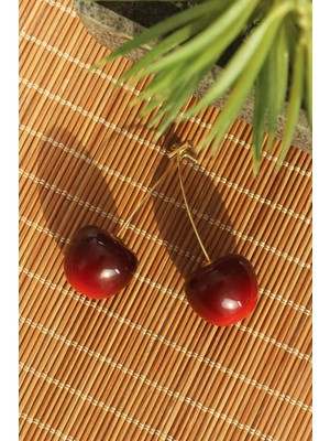 Bilfold Gold Renk Kiraz Model Kadın Küpe