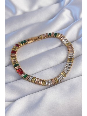 Bilfold 316L Çelik Gold Renk Renkli Su Yolu Tasarımlı Bileklik