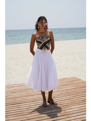 Livizmir Moda Dikiş Detay Maxi Etek