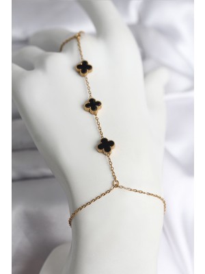 Ayder Timya 316L Çelik Gold Renk Siyah Yonca Model Kadın Şahmeran - TJ-SN736 TG/Tmya1395 226765