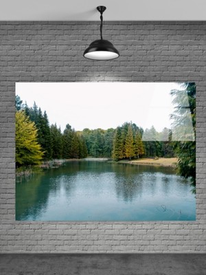 Petmudo AVM Orman ve Göl Cam Tablo Ev Dekorasyon,balkon Dekorasyonu,dekoratif,duvar Tablo,mutfak Tablo