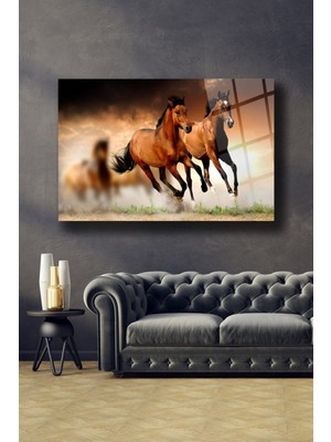Petmudo AVM Koşan Atlar Cam Tablo | Hediyelik, Dekoratif, Ofis, Mutfak