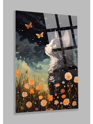 Petmudo AVM Kırılmaz 4mm Yüksek Çözünürlüklü Cam Tablo Harika Kedi Tasarımlı Cam Tablo