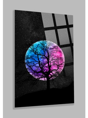 Petmudo AVM Ultra Yüksek Çözünürlüklü Ay ve Renkli Ağaç Görseli Ev, Ofis, Hediyesi