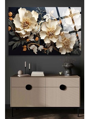 Petmudo AVM Lüks Görünümlü Harika Çiçek Görseli 4mm Kırılmaz Temperli Yüksek Çözünürlüklü Cam Tablo