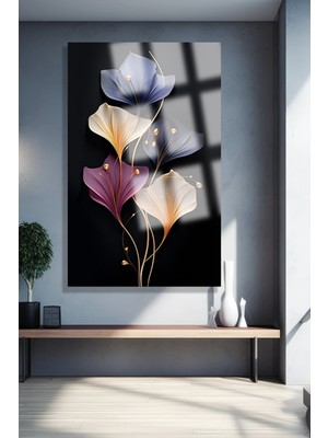 Petmudo AVM Ultra Yüksek Çözünürlüklü Cam Işık Saçan Çiçek Tablosu Kırılmaz Cam Tablo Ev, Salon, Hediyesi