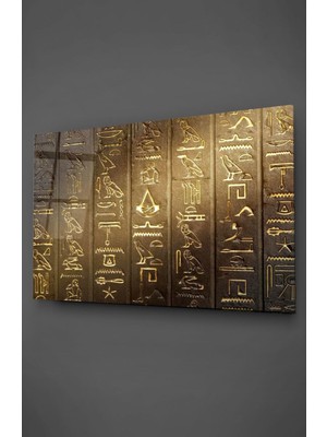 Petmudo AVM Mısır Hiyeroglif Duvar Yazısı Cam Tablo