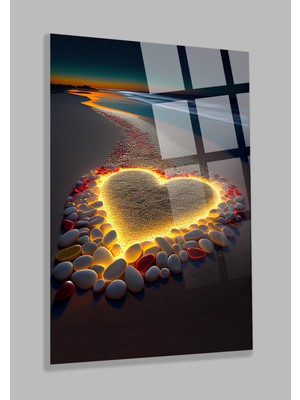 Petmudo AVM Ultra Yüksek Çözünürlüklü Kumsal Kalp Görseli Ev, Ofis, Hediyesi
