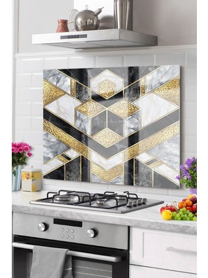 Petmudo AVM Premium Mutfak Cam Ocak Arkası Koruyucu Tezgah Ankastre Arkası Koruyucu 50X50CM | Mermer