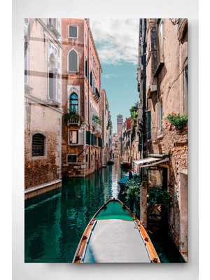 Petmudo AVM Venedik'te Gondol Cam Tablo, Dekoratif Cam Tablo