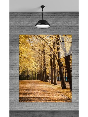 Petmudo AVM Sonbahar Resmi Temperli Cam Üzerine Tablo Sevgilinize Yılbaşı Hediye