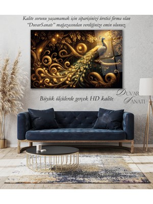 Petmudo AVM Tavus Kuşu Modern Cam Tablo Ev Ofis Salon Hediyelik Soyut Büyük Tablo