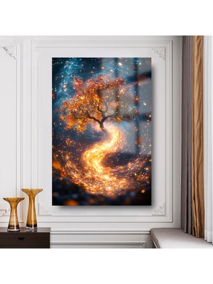 Petmudo AVM Altın Saçan Işıltılı Ağaç Tasarımı Kırılmaz Cam Tablo Ev Hediyesi Iş Yeri Hediyesi Cam Tablo