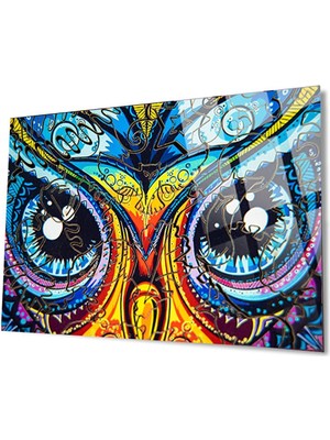 Petmudo AVM Baykuş Gözü Kırılmaz Cam Tablo, Ev ve Ofis Hediyesi Yüksek Çözünürlüklü 4mm Lüks Tablo