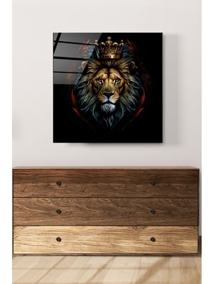 Petmudo AVM Aslan Cam Tablo, Dekoratif Cam Tablo