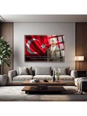 Petmudo AVM Atatürk Kırılmaz Lüks Cam Tablo Ultra Yüksek Renkler Atatürk Sözleri Cam Tablo