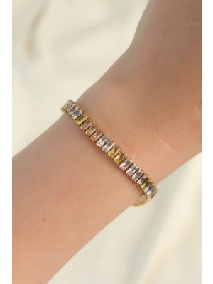 Arthurs 316L Çelik Gold Renk Renkli Su Yolu Tasarımlı Bileklik