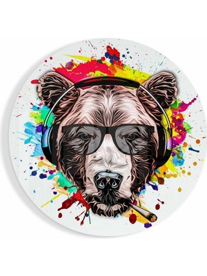 Petmudo AVM Müzikçi Ayı Cam Tablo | Hediyelik, Dekoratif, Ofis, Mutfak