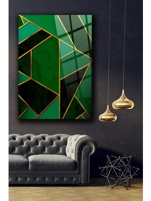 Petmudo AVM Yeşil Soyut Mermer Cam Tablo Duvar Dekarasyonu | Hediyelik, Dekoratif, Ofis, Mutfak