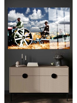 Petmudo AVM Ultra Yüksek Çözünürlüklü Atatürk ve Çiftçi Tarım Tablosu 4mm Kırılmaz Cam Tablo Iş Yeri Ofis Hediye