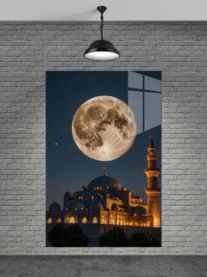 Petmudo AVM Camii ve Dolunay Cam Tablo Ev Dekorasyon,balkon Dekorasyonu,dekoratif,duvar Tablo,mutfak Tablo