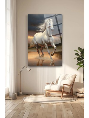 Petmudo AVM Koşan At Asil At Kırılmaz Lüks Cam Tablo Ultra Yüksek Çözünürlüklü Ev Hediyesi Tablo