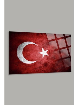 Petmudo AVM Türk Bayrağı 4 Ev Ofis Okul Için 4mm Kırılmaz Temperli Yüksek Çözünürlüklü Cam Tablo