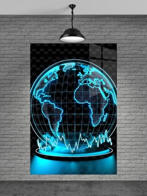 Petmudo AVM Neon Dünya Cam Tablo Ev Dekorasyon,balkon Dekorasyonu,dekoratif,duvar Tablo,mutfak Tablo