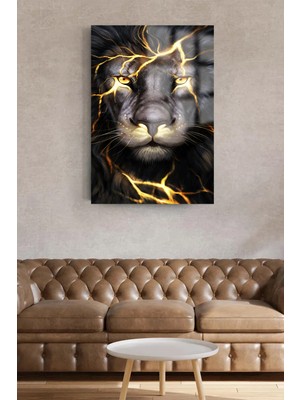 Petmudo AVM Aslan Cam Tablo Ateş Detaylı Ultra Canlı Renkli Kırılmaz Cam Tablo Ev ,iş Yeri Hediyesi